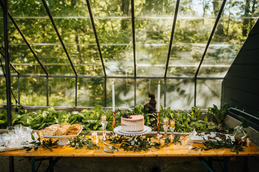 Dessert table at small wedding in Zeeland